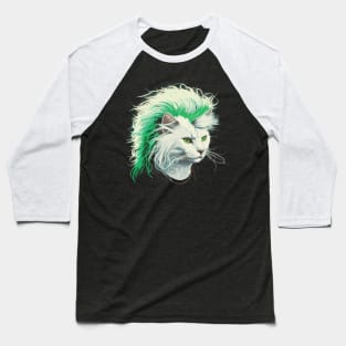 80s Metal Cat With Mullet Baseball T-Shirt